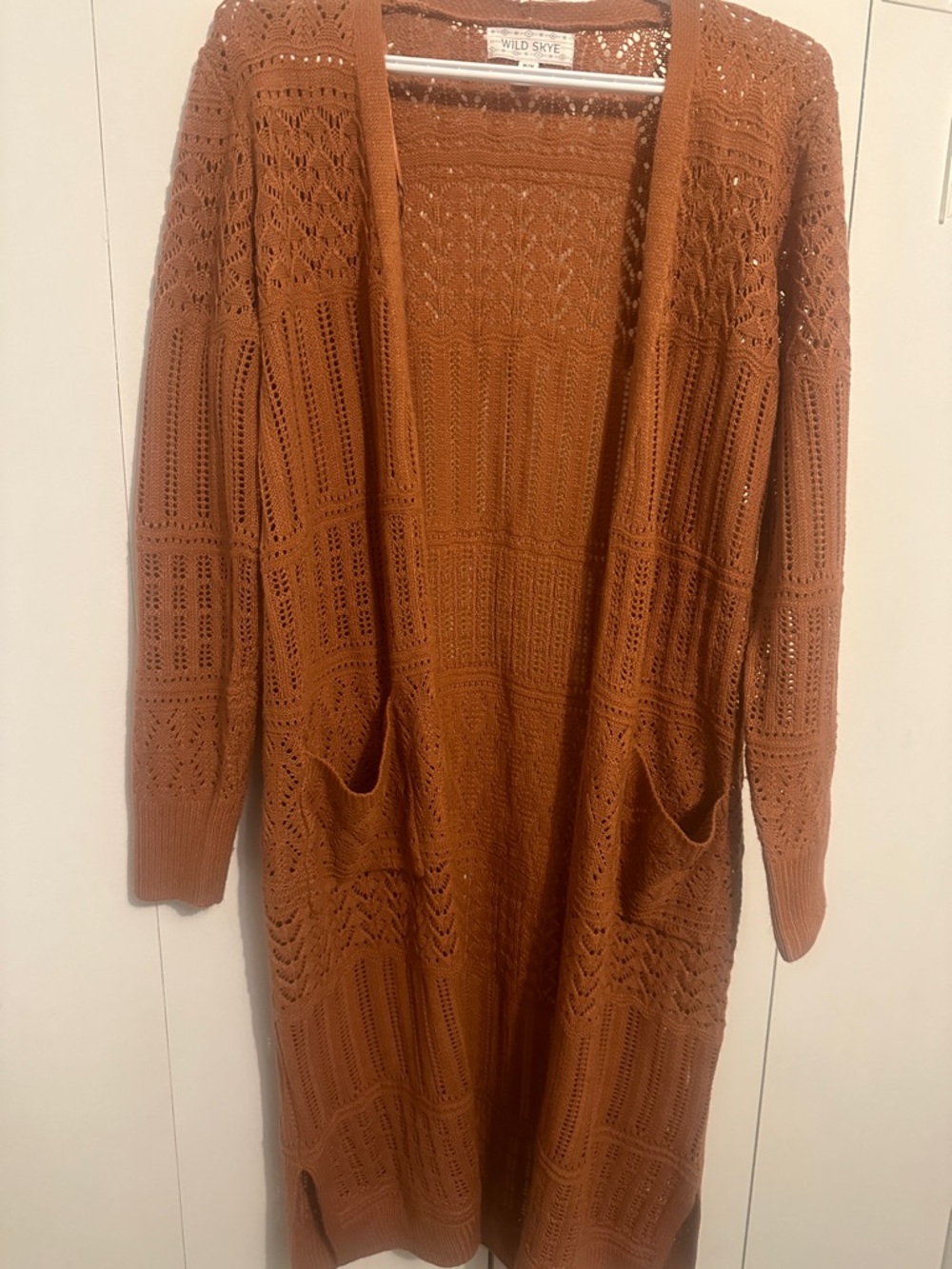 Wild Fable Rust Open Knit Long Cardigan NWOT